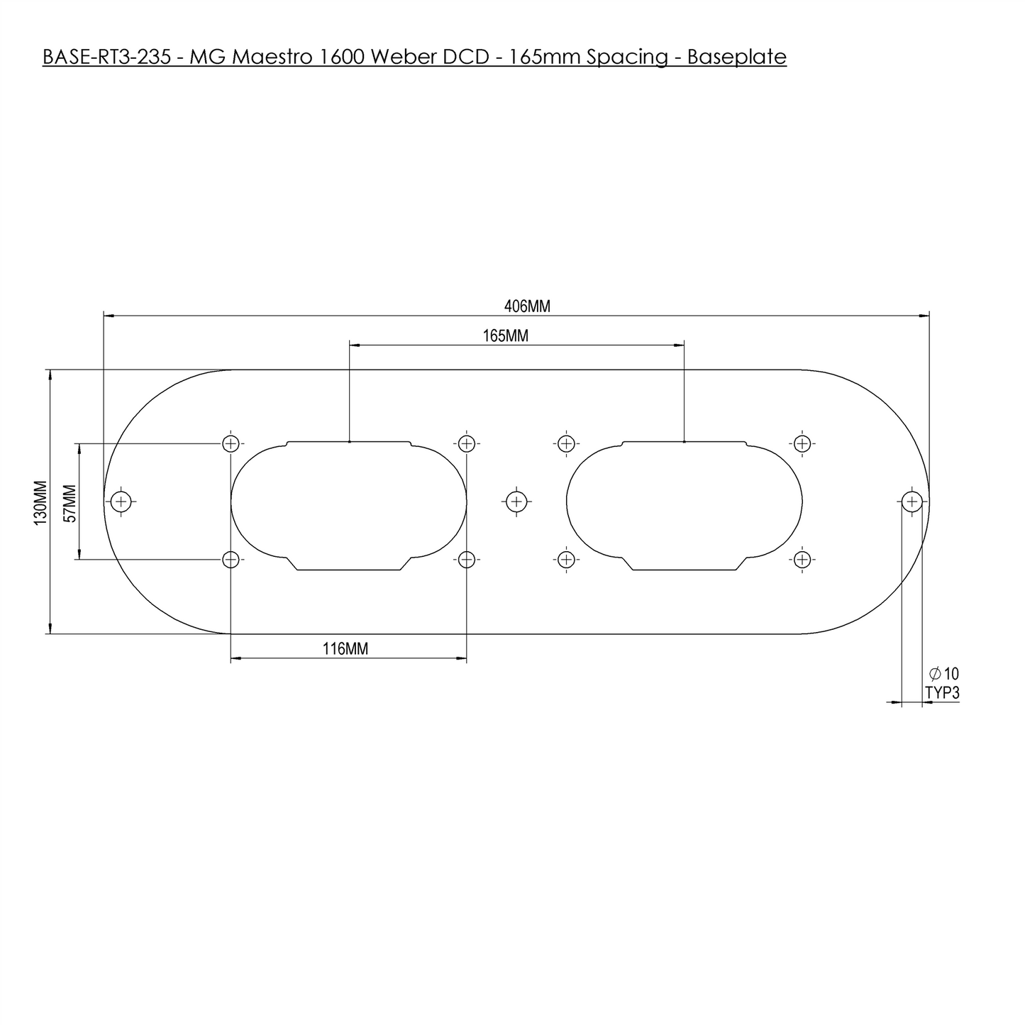 Twin Carb Air Filter With Baseplate MG Maestro 1600 65mm Internal Height