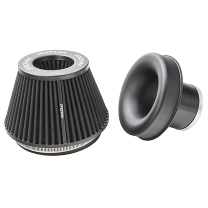 Ramair Pleated 76mm (3inch) ID Neck Medium Cone Air Filter with Velocity Stack and Coupling