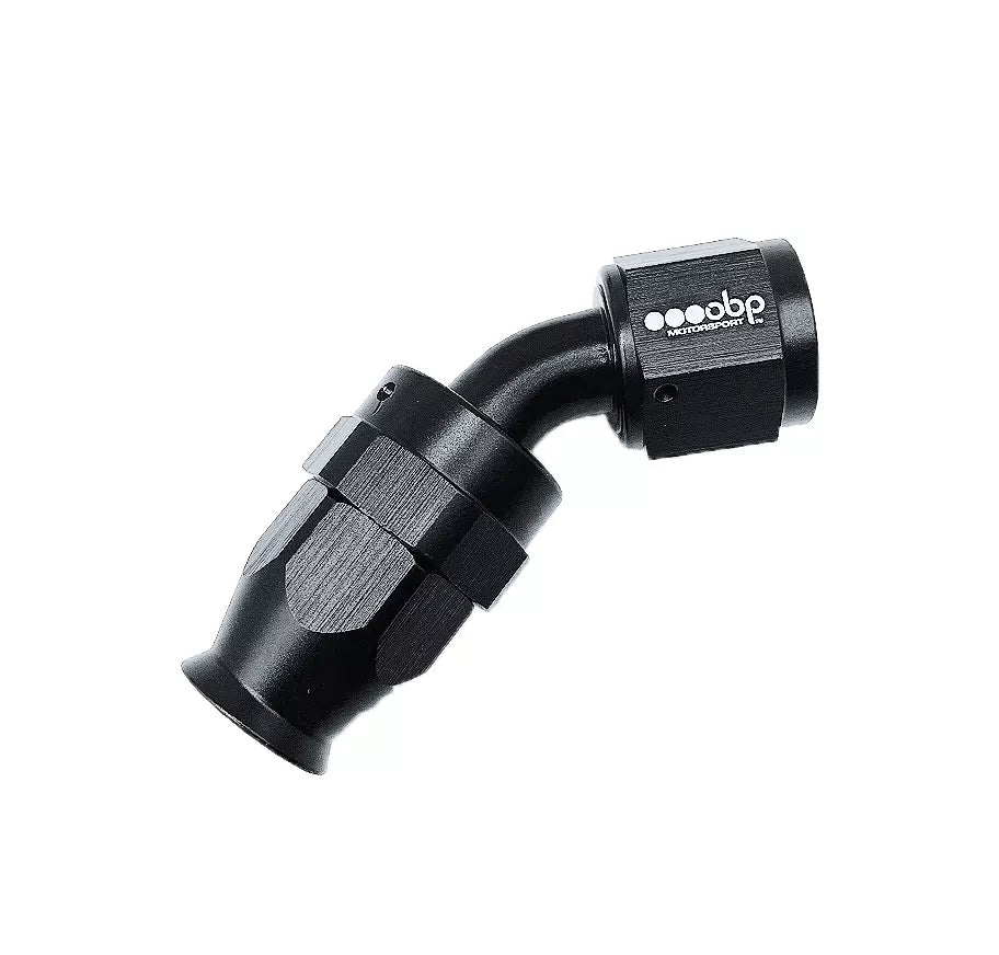 45 Degree PTFE Fuel Hose End Fitting Black