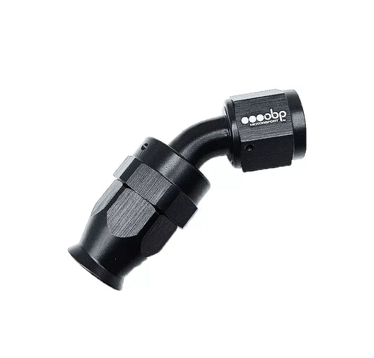 45 Degree PTFE Fuel Hose End Fitting Black