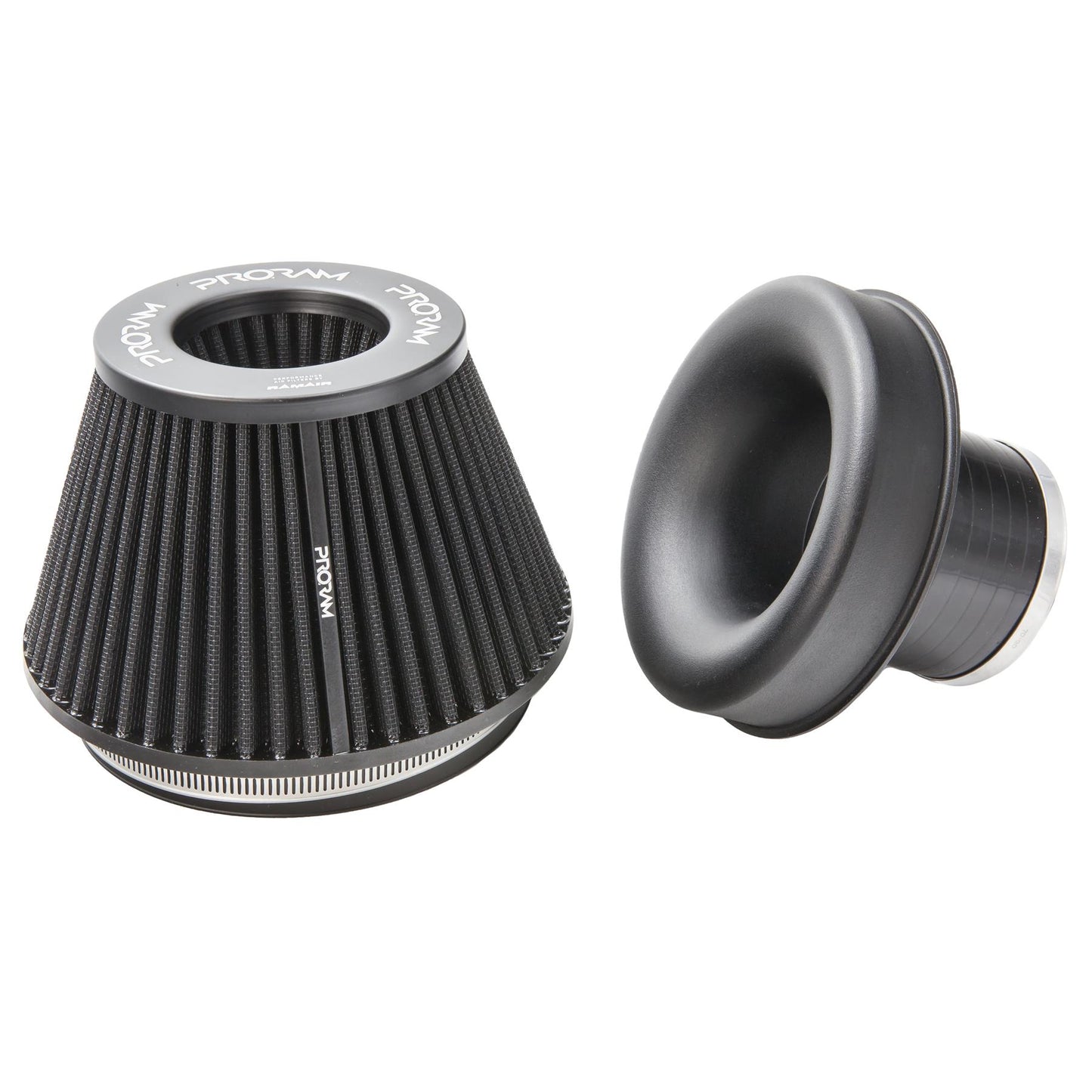 Ramair Pleated 80mm (3.1inch) ID Neck Medium Cone Air Filter with Velocity Stack and Coupling