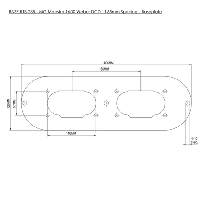 Twin Carb Air Filter With Baseplate MG Maestro 1600 65mm Internal Height