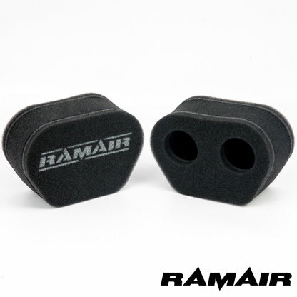 2x Twin Inlet Motorcycle Carb Sock Foam Air Filter 74mm